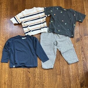 Zara Kids Navy and Striped Matching Set